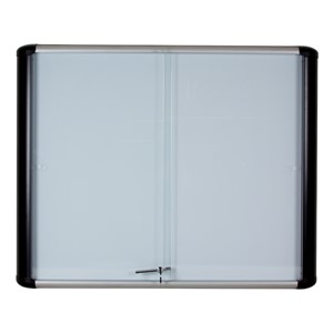 Enclosed Magnetic Dry Erase Board w/ Sliding Doors